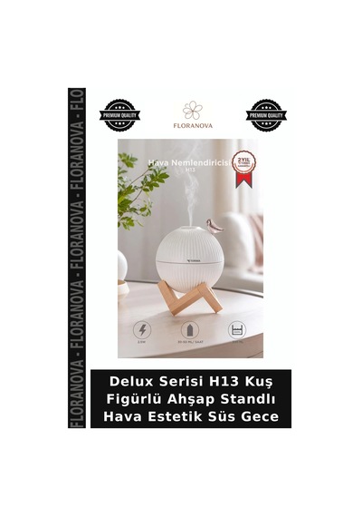 Delux Serisi H13 Kuş Figürlü Ahşap Standlı Hava Estetik Süs Gece