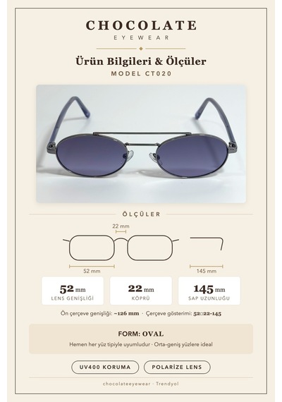Kadın Polarize Yuvarlak Güneş Gözlüğü Mor Uv400 Korumalı Metalik