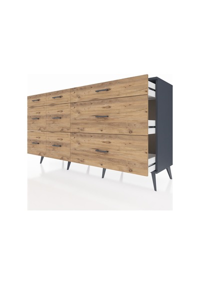 Kronos Konsol 9 Çekmeceli 176x59x99 Antrasit-antrasit/çam Antrasıt/atlas Çam - Antrasıt