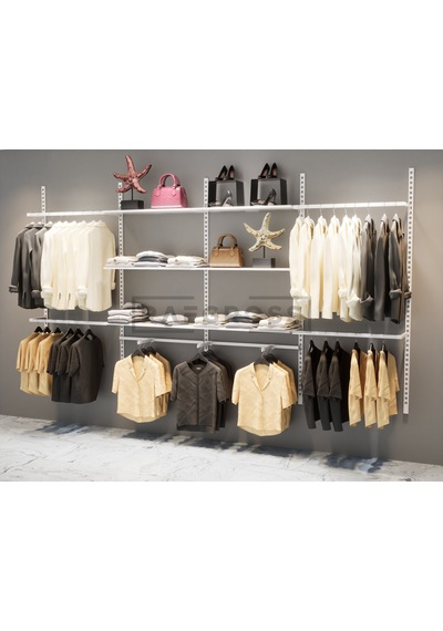 Mağaza Raf Sistemi, Askılık Sistemi, Butik, Mağaza Stand-245x200. Beyaz