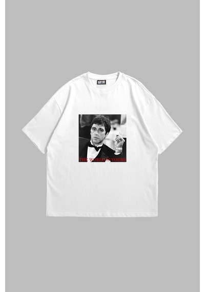 Tarzsokak The World Is Yours Baskılı Oversize Unisex Beyaz