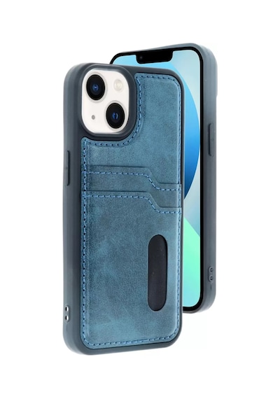 Apple iPhone  Uyumlu- 15 Sara Kartvizitli Deri Kılıf - Lacivert