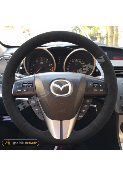 Mazda 3 Dikme Direksiyon Kılıfı Alcantara Süet Monza Black Bl 2009-2013 Siyah