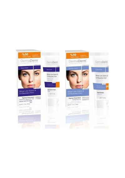 Dermaderm Bitkisel Leke Giderici & Cilt Beyazlatıcı SPF 50+ Gündüz Kremi 100 G + Gece Kremi 100 G