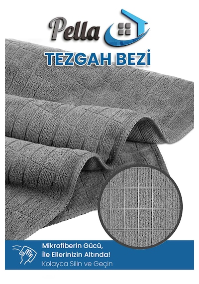 3 Renk İthal Mutfak Bezi Mikrofiber -yüksek Emici Havlu 40x40 Cm Mavi - Pembe - Gri
