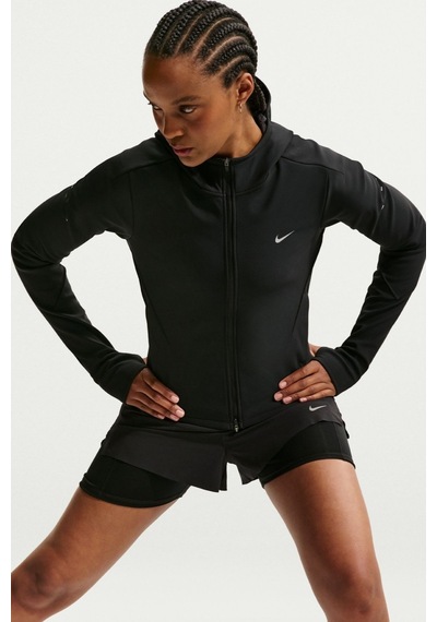 Nike Swift Therma Fit Fitted Womens Jacket Kapüşonlu Reflektörlü Su İtici Kadın Koşu Ceketi Siyah