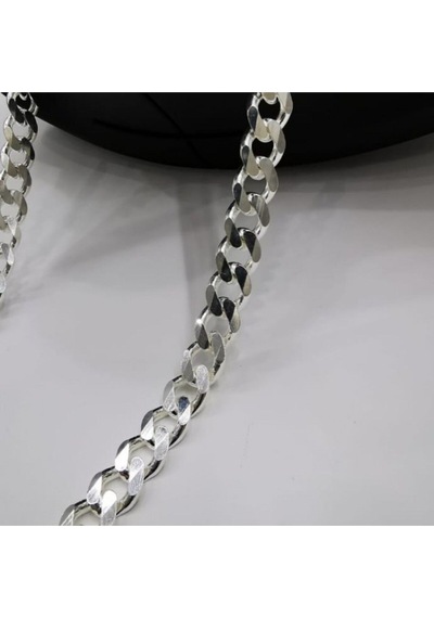 Vog 11mm Gürmet Zincir 925 Ayar Unisex Gümüş Kolye