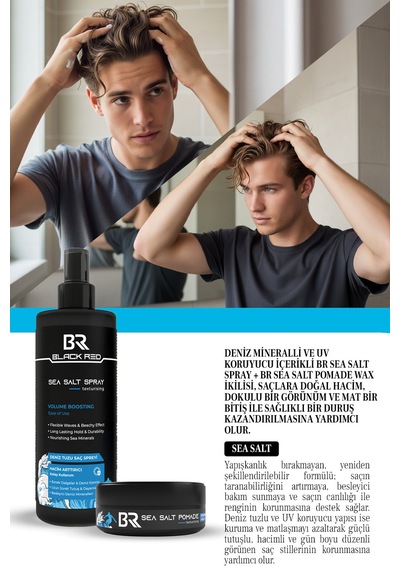 Saç Deniz Tuzu Spreyi - Sea Salt Spray & Sea Salt Pomade Wax Saç - 2'li Set Saçbakım