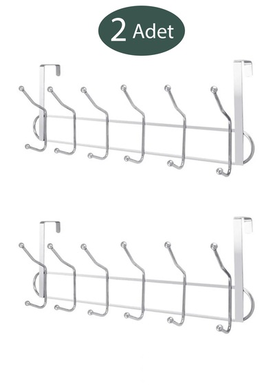 2 Adet Kapı Arkası Askılık 12li Metal Askı Metal