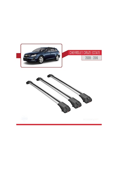 Chevrolet Cruze 2009-2016 Arası İle Uyumlu Ace-1 Ara Atkı Tavan Barı Gri 3 Adet Bar