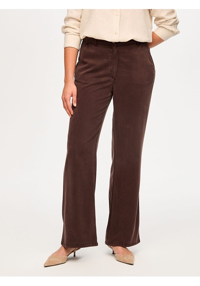 Faik Sönmez Straight Fit Liyoselli Parça Boya Pantolon S26pnt011 Us26pnt01130 Kahve