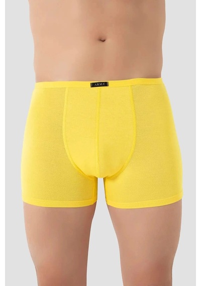 Carlburn Premium Erkek İnce Bel Lastikli Bambu Boxer Sarı 5'li Paket Günlük Pürüzsüz Yumuşak