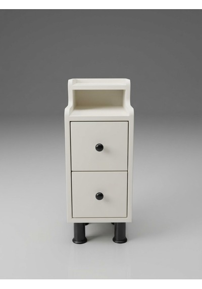 Çok Amaçlı Modern Yan Sehpa Organizer Yatak Odası Komodin 25cm Ahşap Görünümlü Ev Tamamlayıcı Beyaz - Siyah