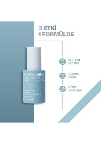 V'anhalla %15 Niacinamide Serum Gözenek Sıkılaştırıcı Sebum Dengeleyici Aydınlatıcı Serum 30 ML