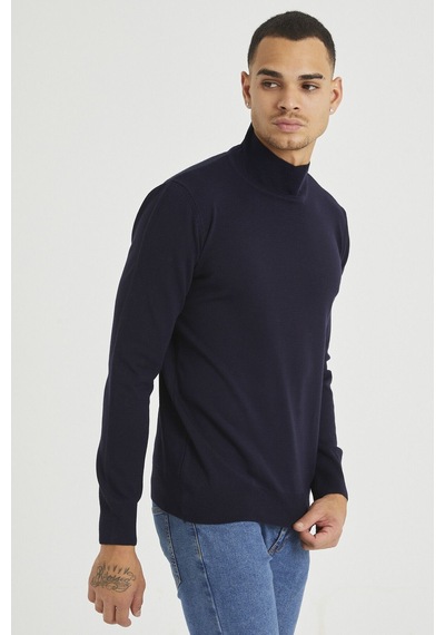Lacivert Erkek Slim Fit Yarım Balıkçı Yaka Akrilik-pamuk Karışımlı Basic Triko Kazak Lacivert Lacivert Erkek Slim Fit Yarım Balıkçı Yaka Akrilik-pamuk Karışımlı Basic Triko Kazak Lacivert