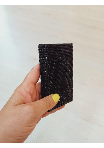Nesgıft Siyah Swarovski Taşlı Slim (İnce) Uzun Sigara Kutusu
