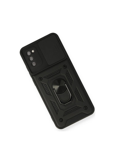 Samsung Galaxy A03s Kılıf Pars Lens Yüzüklü Silikon - Siyah Düz Renkli
