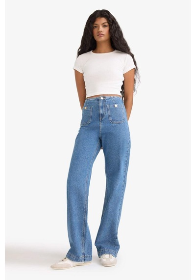 Defacto 90s Wide Leg Yüksek Bel Düz Paça Uzun Jean Pantolon E9121ax25aunm28 Mavi Defacto 90s Wide Leg Yüksek Bel Düz Paça Uzun Jean Pantolon E9121ax25aunm28 Mavi