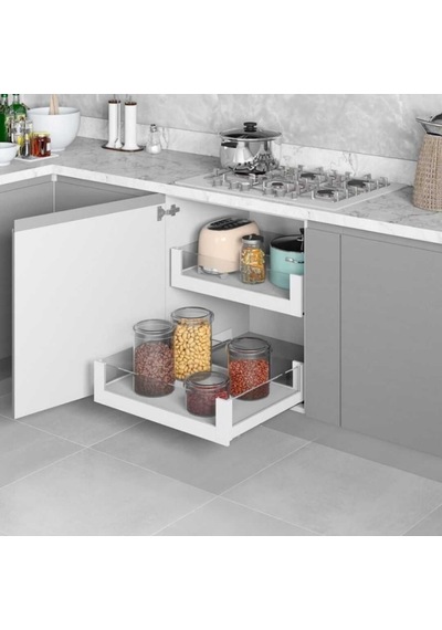 Starax Bağımsız Çift Açılım Gizli Raylı Frenli Çekmece Modül 40cm Beyaz S-2332-p-w