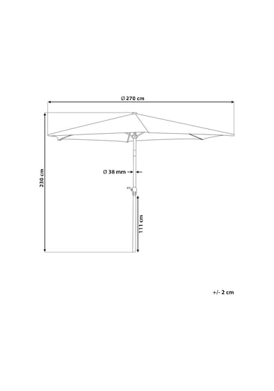 Varese 270 Cm Metal Ayaklı Bahçe Şemsiyesi, 360 Döner, Ayarlanabilir Açık Gri