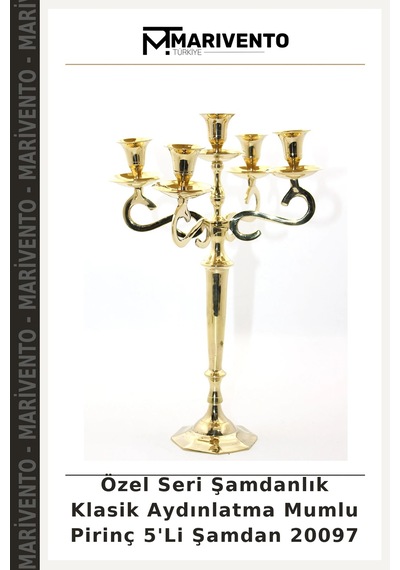 Özel Seri Şamdanlık Klasik Aydınlatma Mumlu Pirinç 5'li Şamdan 20097 Çok Renkli
