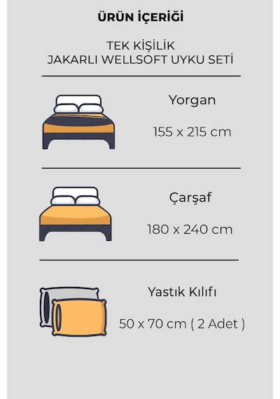 Wellsoft Tek Kişilik Uyku Seti Çift Taraflı Zebra Antrasit