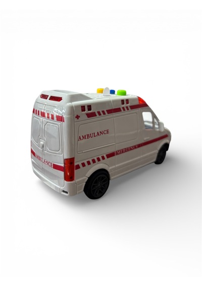 Işıklı Sesli Sürtmeli Ambulans Beyaz - Kırmızı