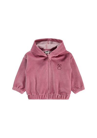 Civil Baby Tavşan Nakış Çizgi Dokulu 6-18 Ay Hırka - Pembe Gülkurusu