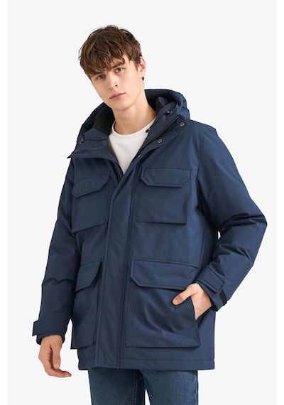 Defacto Su İtici Regular Fit Kapüşonlu Çift Cepli Fermuarlı Çıtçıtlı Mont F5701ax25wnnv175 Lacivert-nv175