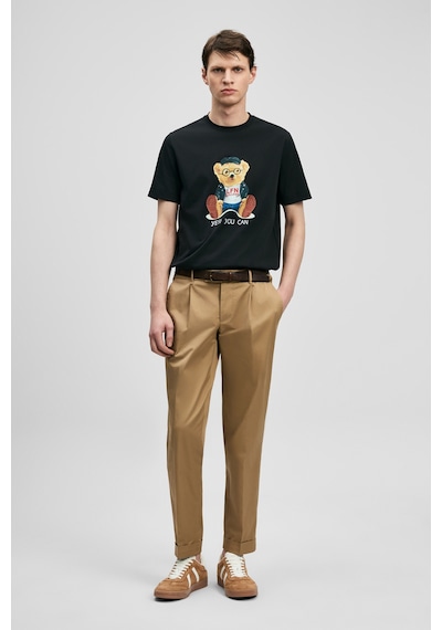 Lufian Teddy Modern Grafik T- Shirt Siyah Siyah 111020305100100 Siyah
