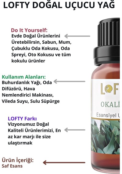 Lofty Okaliptus Uçucu Yağ Buhurdanlık Esansı Oda Kokusu 10 ML
