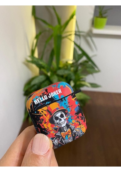 Apple Uyumlu iPhone 3. Nesil  Koruyucu Bluetooth Kulaklık Kılıfı Joker Desenli Fosforlu Figürlü Joker Airpods 3. Nesil