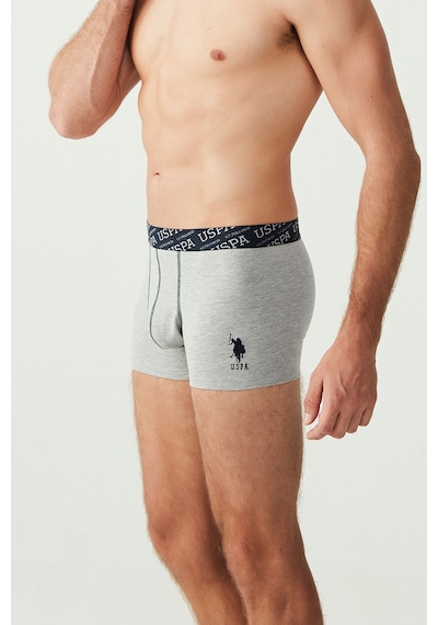 U.S. Polo Assn. Erkek Kırmızı - Gri Melanj - Lacivert 3 Lü Boxer 80336