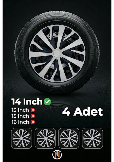 Opel Astra 14 İnç Jant Kapağı Takım Siyah Gri C110