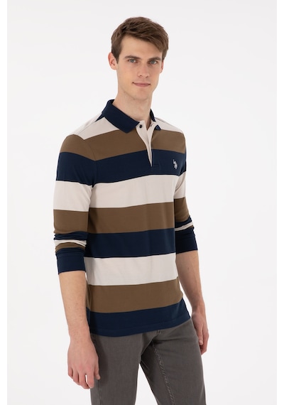 U.S. Polo Assn. Erkek Regular Fit Polo Yaka Haki Sweatshirt 50293428-VR027