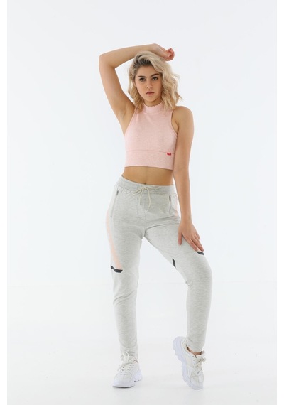 Maraton Sportswear Slimfit Kadın Bisiklet Yaka Kolsuz Basic Mercan Bra 18364-Mercan