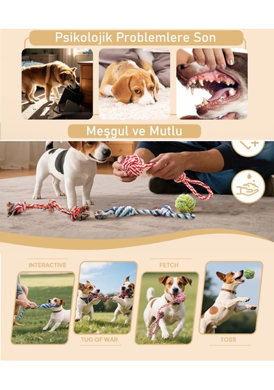 Valkyrie 4 Lü Köpek Diş İpi Oyuncağı Seti Isırma Çekiştirme Eğitim Toplu Halat Oyuncak