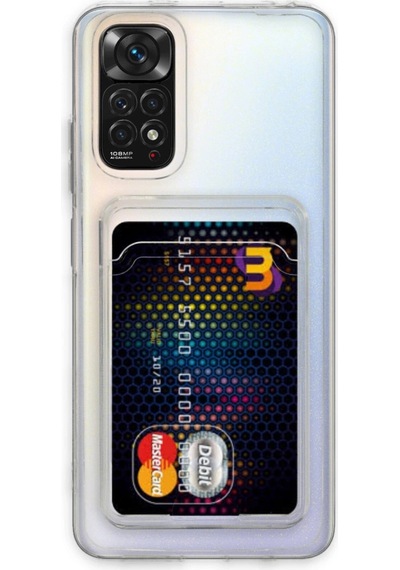Xiaomi Redmi Note 11 Kılıf Kart Şeffaf Silikon - Şeffaf Düz Renkli