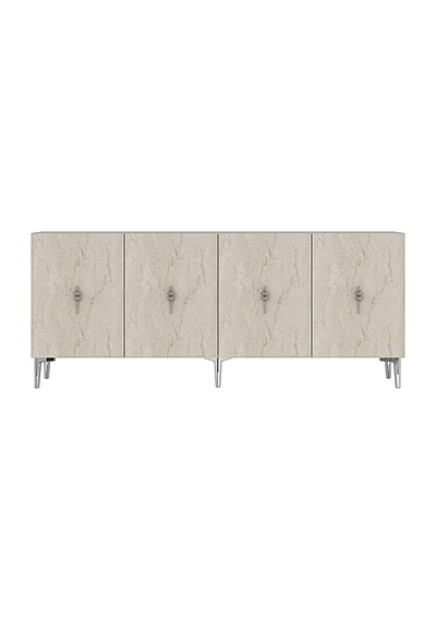 Ka1812bts Salkım Konsol ,tv Sehpası Beyaz-traverten-silver 180cm