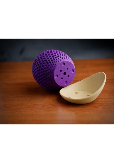 3d Baskı Küre Saksı - Kafes Dokulu İki Parçalı Dekoratif Saksı - Mor-bej