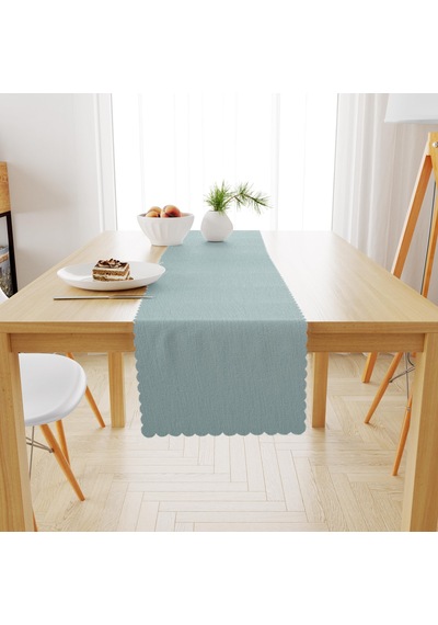 Buz Mavisi Kadife Dokulu Runner 40x180
