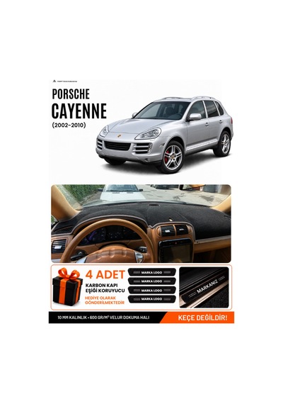 Porsche Cayenne 2002-2010 Uyumlu Torpido Örtüsü, Torpido Kılıfı - Siyah-gri - Po001