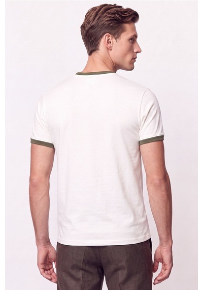 Efor Slim Fit Bisiklet Yaka Ekru - Haki Tişört Ts 932 Ekru-haki