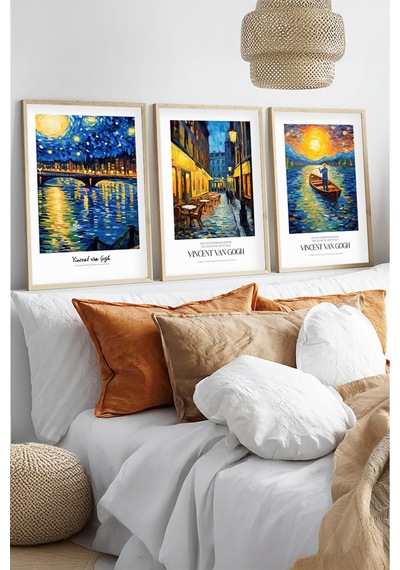 Huhuli Ahşap Çerçeveli Vincent Van Gogh Tablo Seti Huhu527
