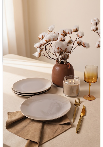 Keramika Taupe Ege Servis Tabağı 26 Cm 4 Adet 594 Krem