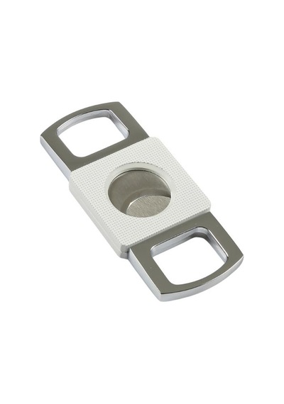 Beyaz Gümüş Gövdesi İşlemeli Metal Puro Makası Kesici - Tr7140