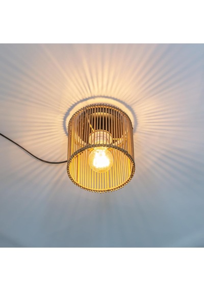 Tr Yuvarlak Rattan Abajur Boho, Masa Lambası, Asma Ve Ayaklı Lamba İçin Abajur, Tüm İç Mekanlar, Çap 16 Cm 1, Kah Genel