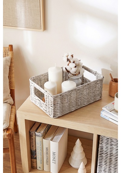 Ocean Home Textile Yıkanabilir Gri Pp Rattan Sepet 30 X 20 X 11 Cm