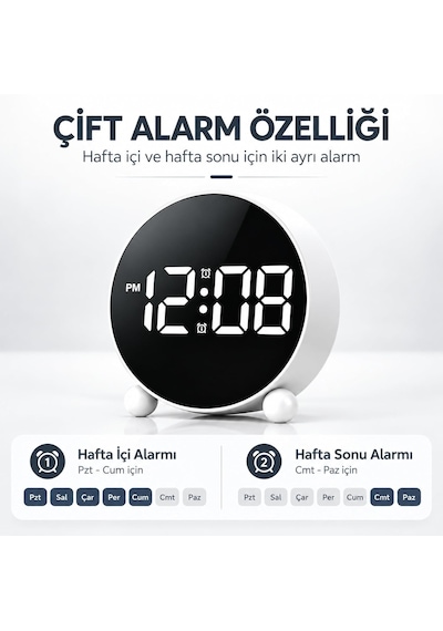 Dijital Led Alarm Saat, Ekranlı Masa Ve Başucu Saati, Hl-8895 Mavi Diğer