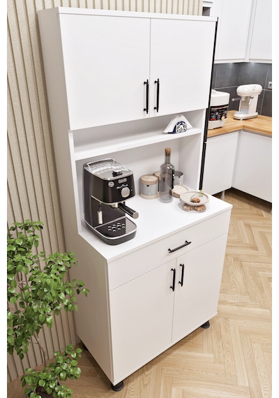 Ases Esl0173 Kahve Köşesi Çok Amaçlı Dolap 4 Kapaklı 1 Çekmeceli Kiler Mutfak Dolabı Beyaz Beyaz Ases Esl0173 Kahve Köşesi Çok Amaçlı Dolap 4 Kapaklı 1 Çekmeceli Kiler Mutfak Dolabı Beyaz Beyaz